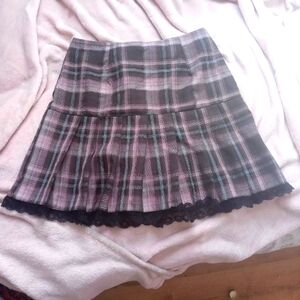 Romwe Purple plaid lace miniskirt